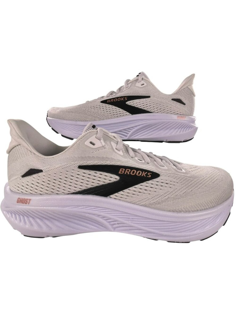 Brooks Ghost 18 Running Shoes Athletic White/Black/Rose Gold Women's Size 9 NEW